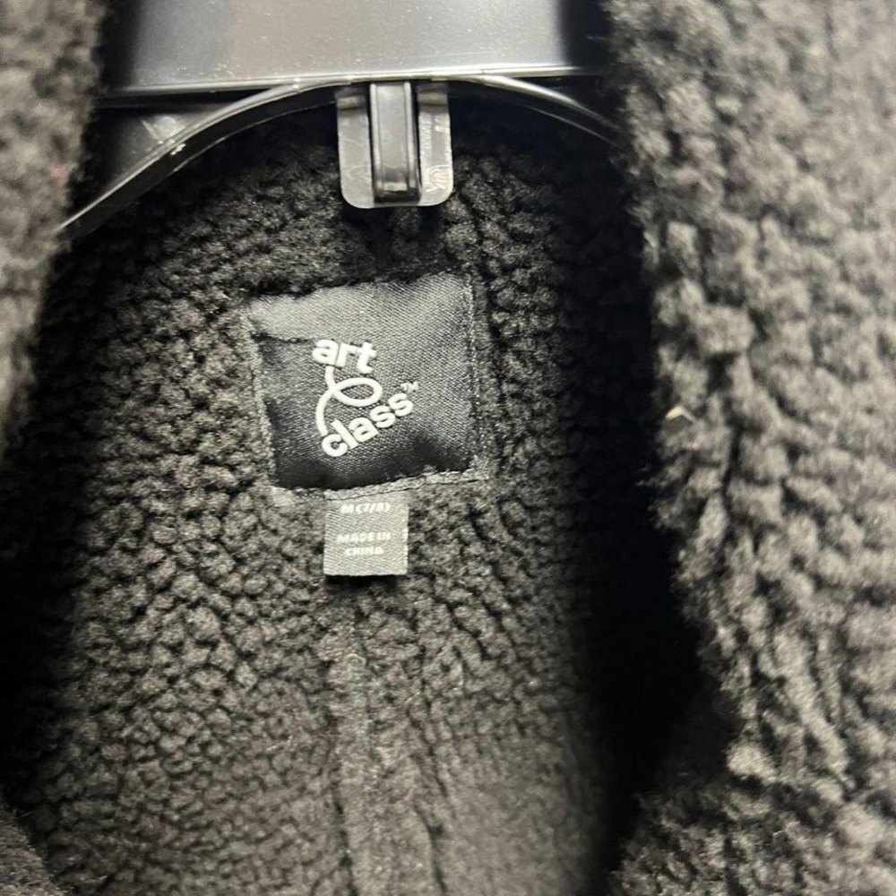 Art Class Girls Black Faux Suede Sherpa Lined‎ Moto Jacket Size M 7/8